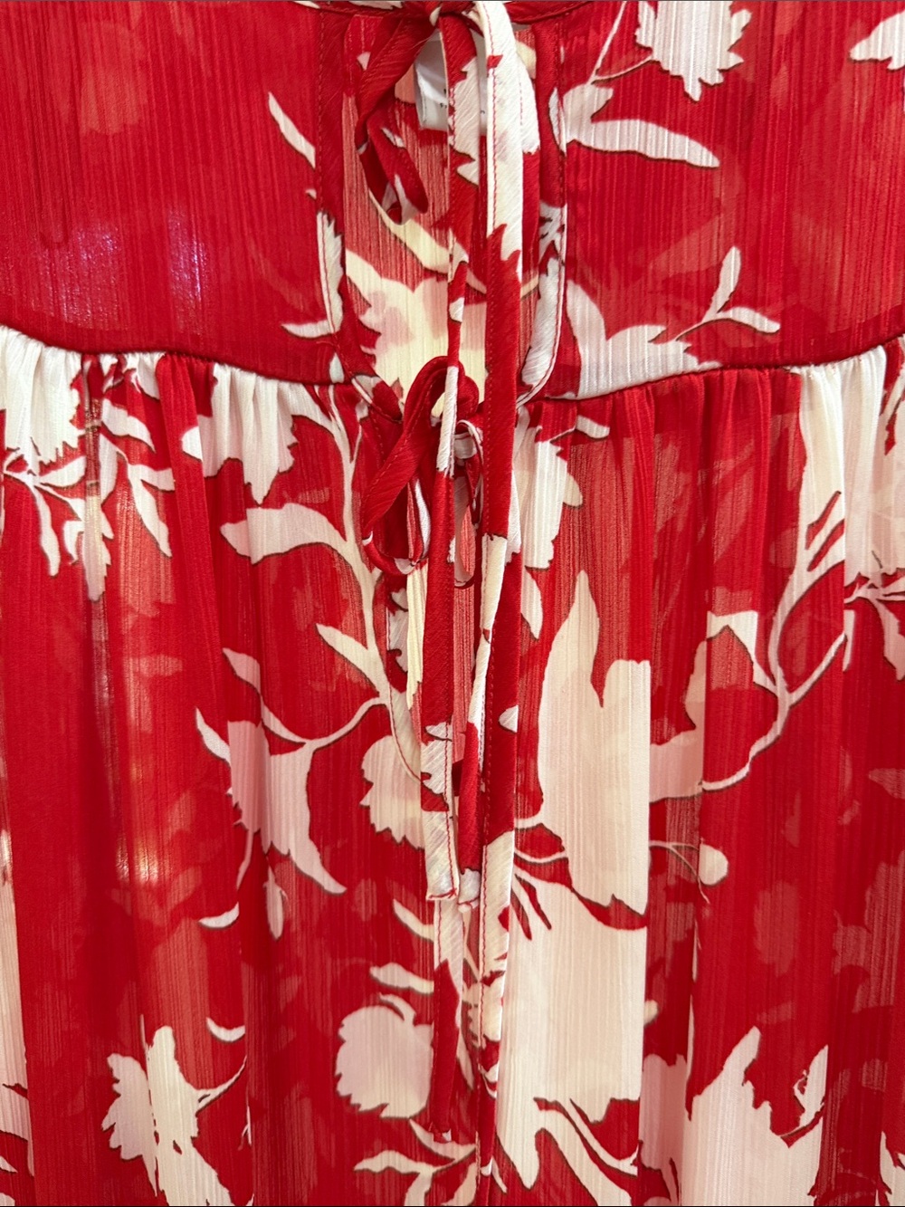 Johanna Ortiz &H&M Red and White Floral Pleated Maxi Dress size M - Picture 4 of 8